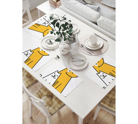 Изображение товара Комплект тканевых салфеток для сервировки стола JOYARTY "котопес", 32x46 см, 4 шт. np_29017