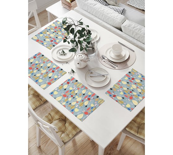 Изображение товара Комплект тканевых салфеток для сервировки стола JOYARTY "детский гербарий", 32x46 см, 4 шт. np_29843