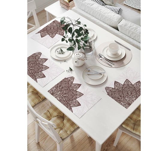 Изображение товара Комплект тканевых салфеток для сервировки стола JOYARTY "ажур мандалы", 32x46 см, 4 шт. np_32220