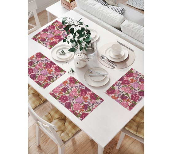 Изображение товара Комплект тканевых салфеток для сервировки стола JOYARTY "множество роз", 32x46 см, 4 шт. np_35874
