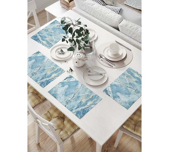 Изображение товара Комплект тканевых салфеток для сервировки стола JOYARTY "мрамор керамин", 32x46 см, 4 шт. np_37005