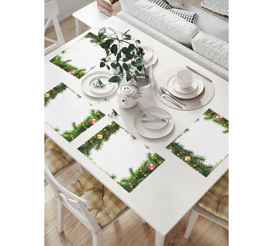 Изображение товара Комплект тканевых салфеток для сервировки стола JOYARTY "рождественская виньетка", 32x46 см, 4 шт. np_37051