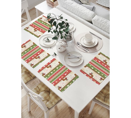 Изображение товара Комплект тканевых салфеток для сервировки стола JOYARTY "любопытные олени", 32x46 см, 4 шт. np_37098