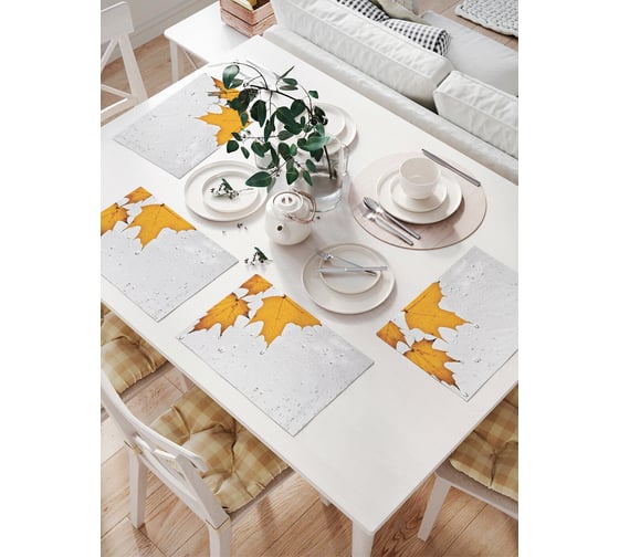 Изображение товара Комплект тканевых салфеток для сервировки стола JOYARTY "влажные кленовые листья", 32x46 см, 4 шт. np_4542