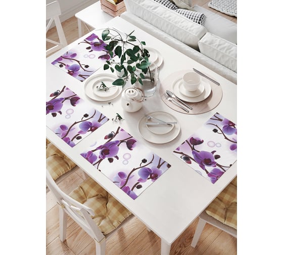 Изображение товара Комплект тканевых салфеток для сервировки стола JOYARTY "орхидеи", 32x46 см, 4 шт. np_50381