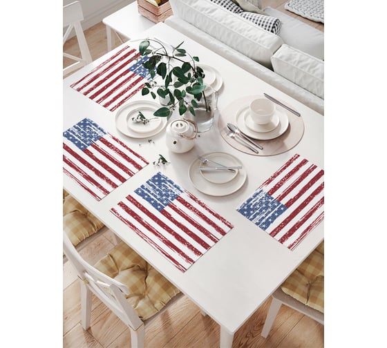 Изображение товара Комплект тканевых салфеток для сервировки стола JOYARTY "американский флаг ретро", 32x46 см, 4 шт. np_5325