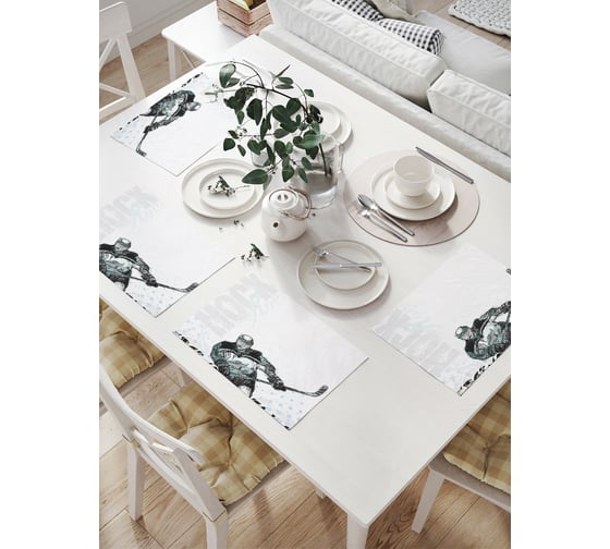 Изображение товара Комплект тканевых салфеток для сервировки стола JOYARTY "жесткий хоккей", 32x46 см, 4 шт. np_54239