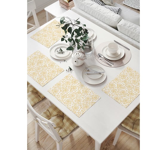 Изображение товара Комплект тканевых салфеток для сервировки стола JOYARTY "декоративный абрис роз", 32x46 см, 4 шт. np_60710