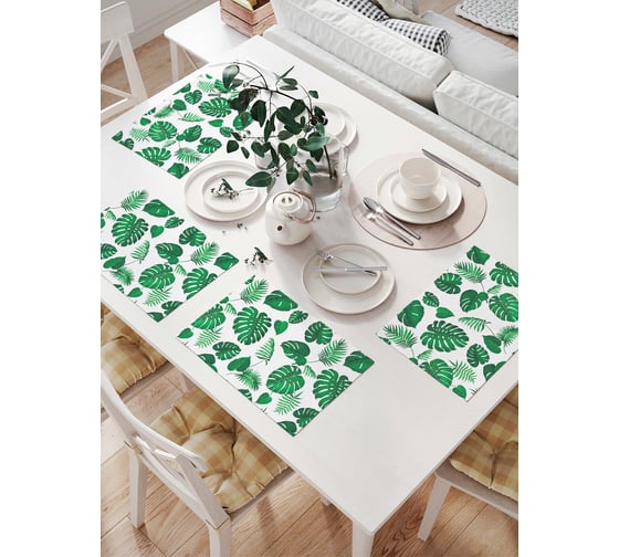 Изображение товара Комплект тканевых салфеток для сервировки стола JOYARTY "папоротниковый дождь", 32x46 см, 4 шт. np_8072