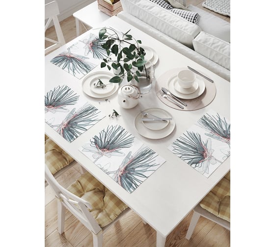 Изображение товара Комплект тканевых салфеток для сервировки стола JOYARTY "стеклянные цветы", 32x46 см, 4 шт. np_88253