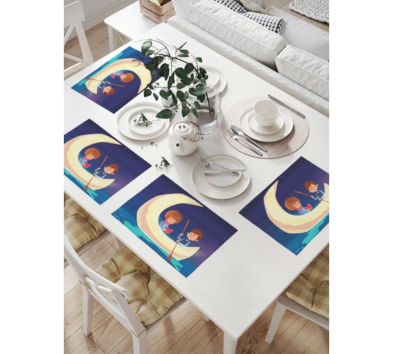 Изображение товара Комплект тканевых салфеток для сервировки стола JOYARTY "луна для любимой", 32x46 см, 4 шт. np_91980