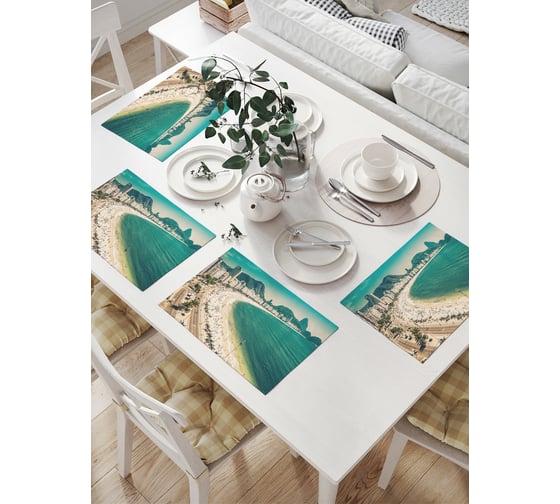 Изображение товара Комплект тканевых салфеток для сервировки стола JOYARTY "пляж копакабана", 32x46 см, 4 шт. np_101479