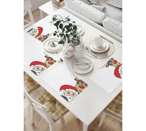 Изображение товара Комплект тканевых салфеток для сервировки стола JOYARTY "праздничные прятки", 32x46 см, 4 шт. np_10503