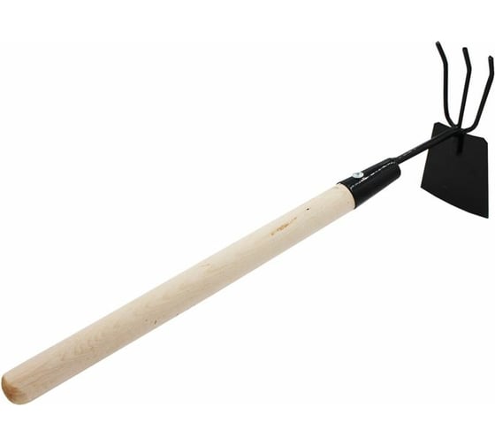 Изображение товара Рыхлитель ON 3 зуба + мотыжка, комбинированный, порошковая покраска, деревянный черенок 24-06-029