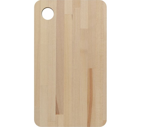 Изображение товара Разделочная доска МУЛЬТИДОМ 18x31 см, толщина 0.8 см, угловое отверстие МФ18-201