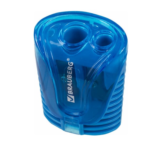 Изображение товара Точилка BRAUBERG Cell Dual 2 отверстия для чернографитных карандашей (в том числе утолщенных), с контейнером, корпус ассорти 228435