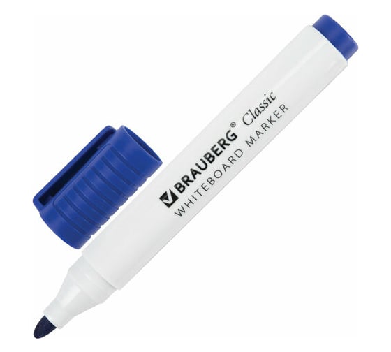 Изображение товара Маркер для белой доски BRAUBERG Classic стираемый, синий, 3 мм, с клипом 152115