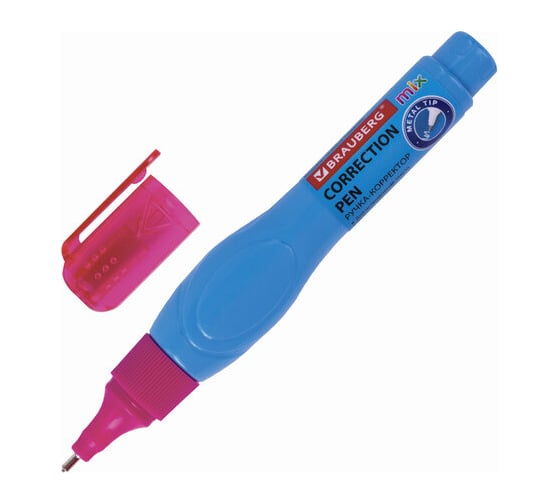 Изображение товара Ручка-корректор BRAUBERG Mix 9 мл, металлический наконечник, ассорти 229075