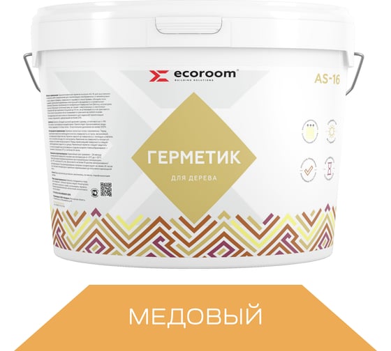 Изображение товара Акриловый герметик ECOROOM AS-16 для дерева, медовый, 15 кг E-Герм-4189/мед