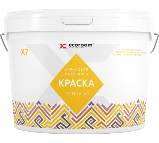 Изображение товара Краска ECOROOM моющаяся, супербелая, 14 кг E-Кр-50/14