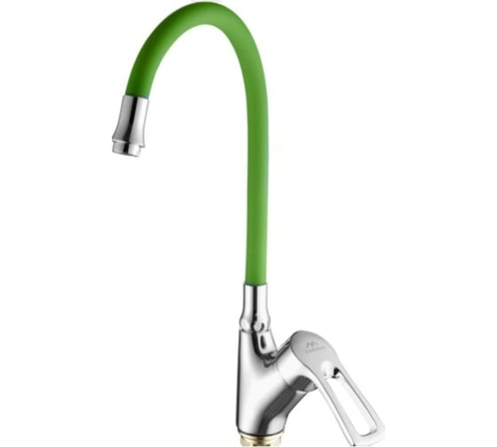 Изображение товара Смеситель для кухни FASHUN гайка, зеленый излив 55 см, ф40 A4466+A7251