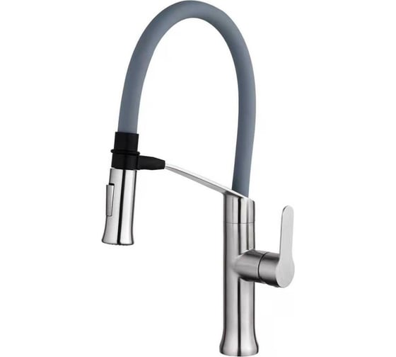 Изображение товара Смеситель для кухни FASHUN с серым гиб. изливом, магнит. фиксатор, нерж. SUS304, ф. 35, сатин A54501-12