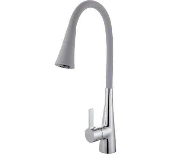 Изображение товара Смеситель для кухни FASHUN с гиб. изливом, H=446 мм, хром/серый, латунь, карт. D=35 мм. A4153+B17