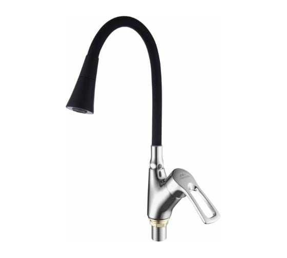 Изображение товара Смеситель для кухни FASHUN с гиб. изливом, H=393 мм, хром/чёрный, латунь, карт. D=35 мм A4466+A7350