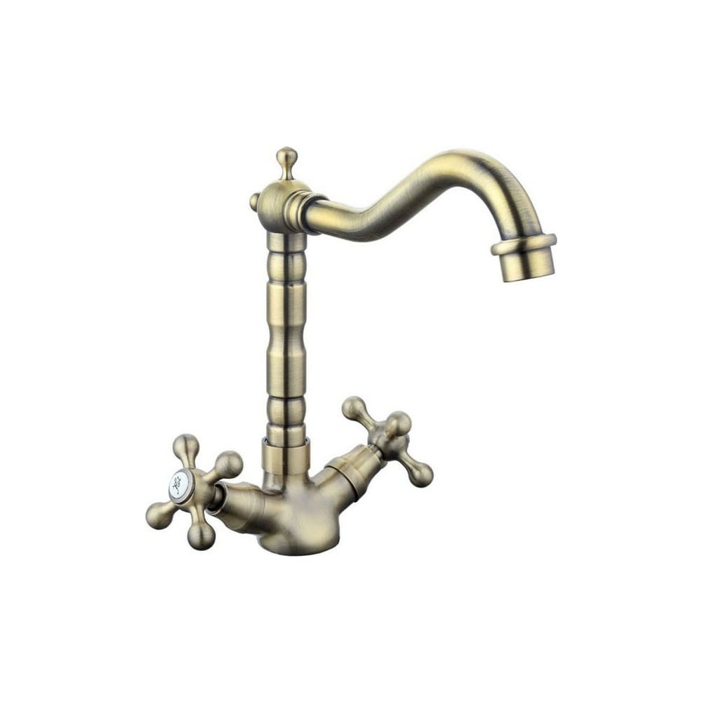 Изображение товара Смеситель для кухни FASHUN шпилька латунь бронза двухрычажный с поворотным изливом