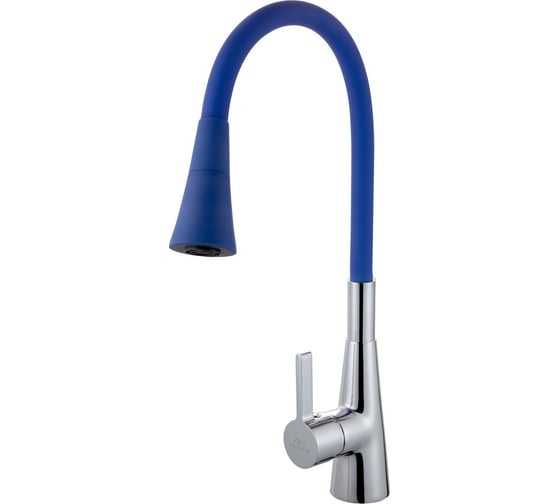 Изображение товара Смеситель для кухни FASHUN с гиб. изливом, H=446 мм, хром/синий, латунь, карт. D=35 мм A4153+B11