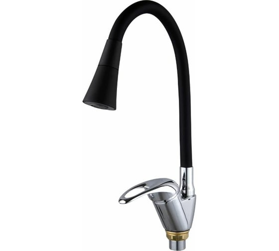 Изображение товара Смеситель для кухни FASHUN с гиб. изливом, H=351 мм хром/черный, латунь карт. D=40 мм A4403+A7350