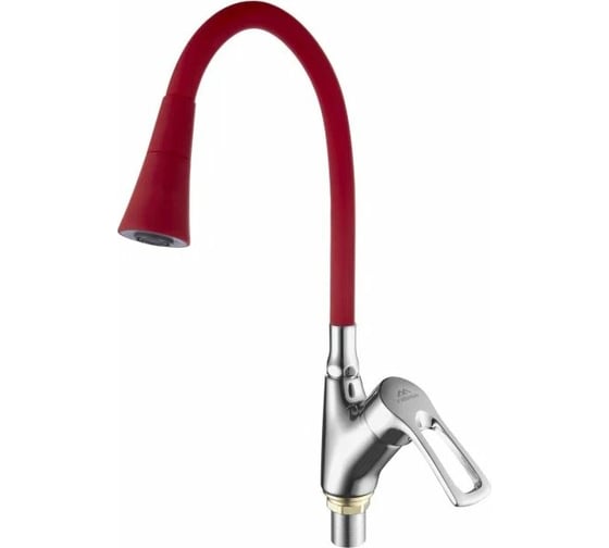 Изображение товара Смеситель для кухни FASHUN с гиб. изливом, H=393 мм хром/красный латунь карт. D=35 мм. A4466+A7358