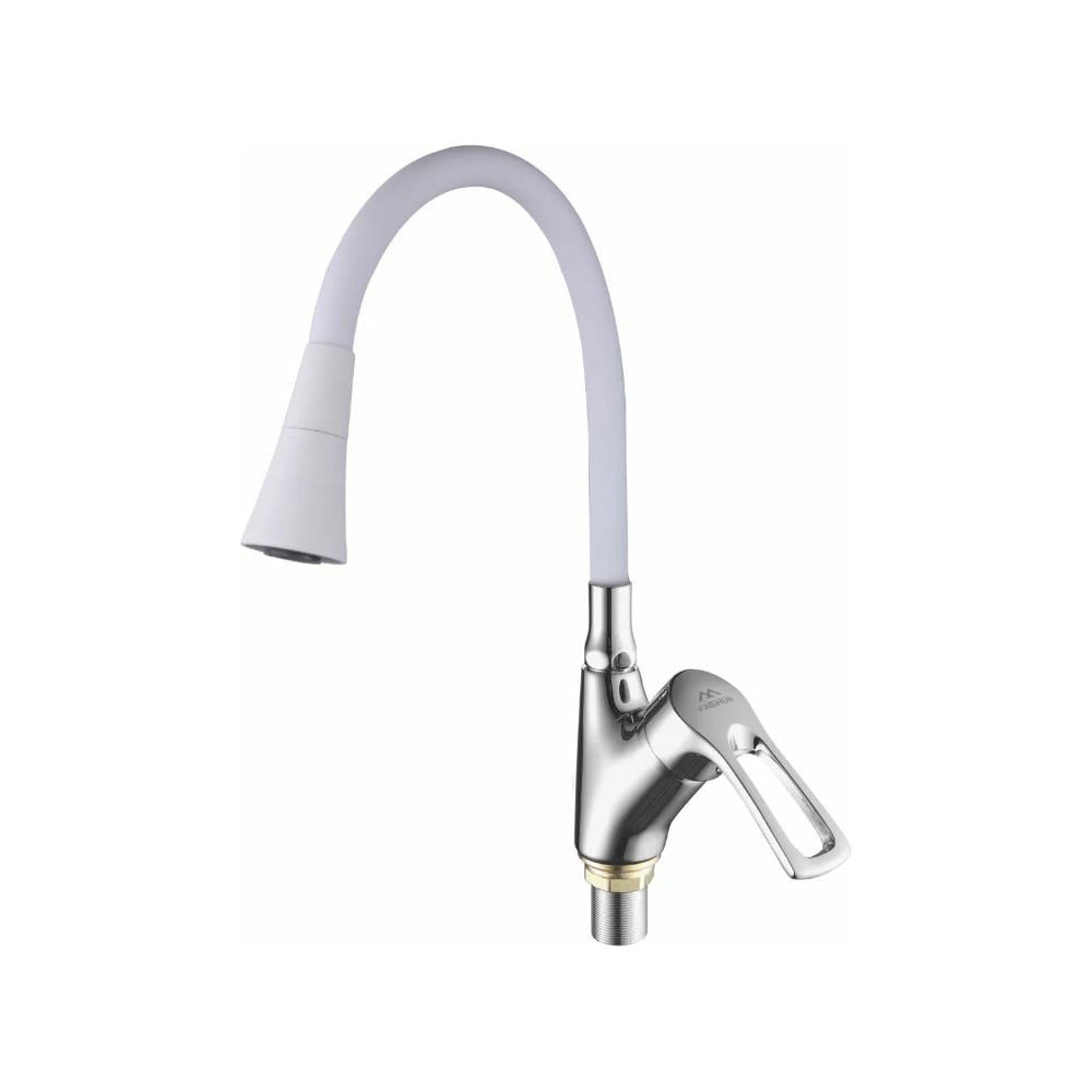 Изображение товара Смеситель для кухни FASHUN с гибким изливом, хром/белый, латунь, 393 мм