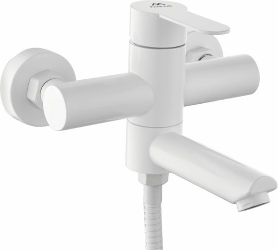 Изображение товара Смеситель для ванны с душевым гарнитуром FASHUN белый, сталь SUS304, карт.D=35 мм, излив:L=120 мм, пов, перек.пот F A53001-8