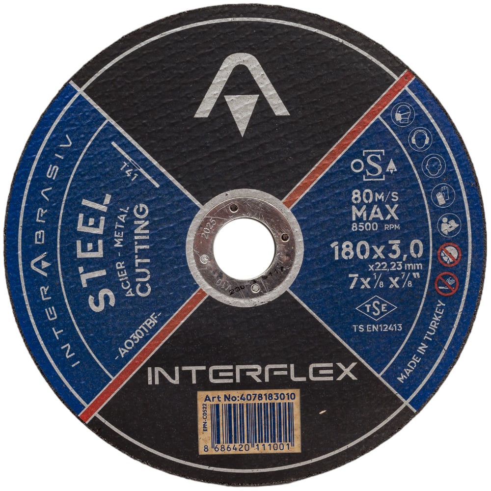 Изображение товара Круг отрезной по металлу 180х3х22.23 мм Interflex для точной резки металла