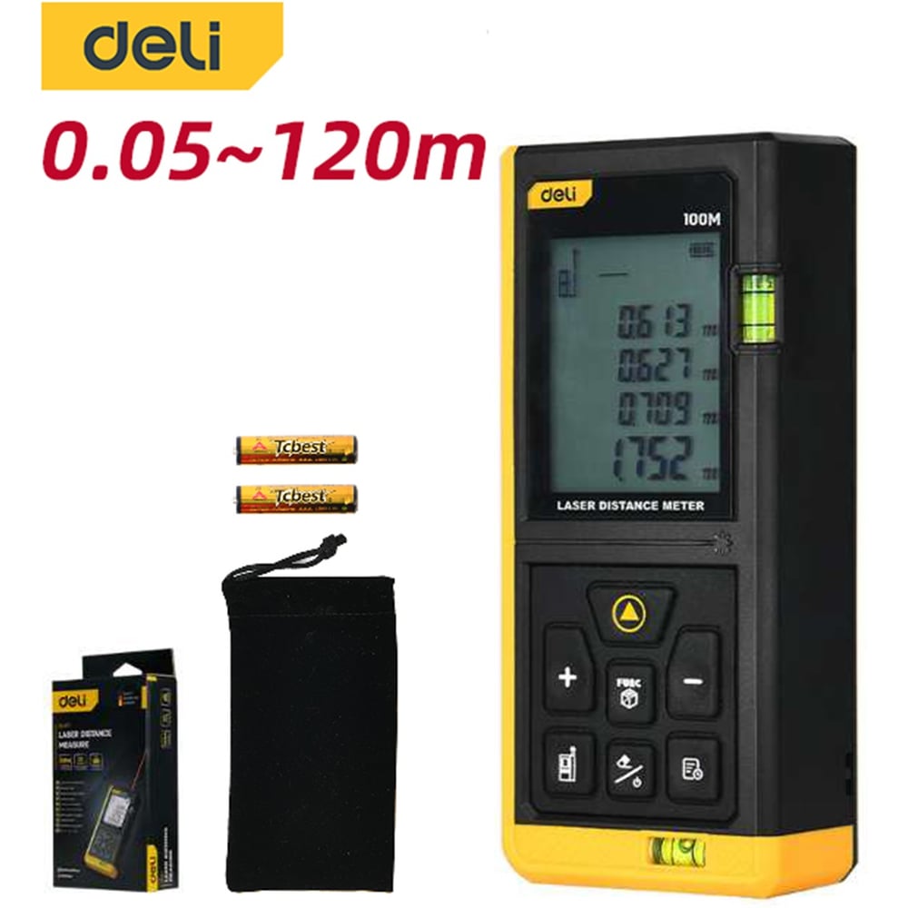 Изображение товара Лазерный дальномер DELI DL4171, диапазон 0,05-120 м, точность ±3 мм 102964
