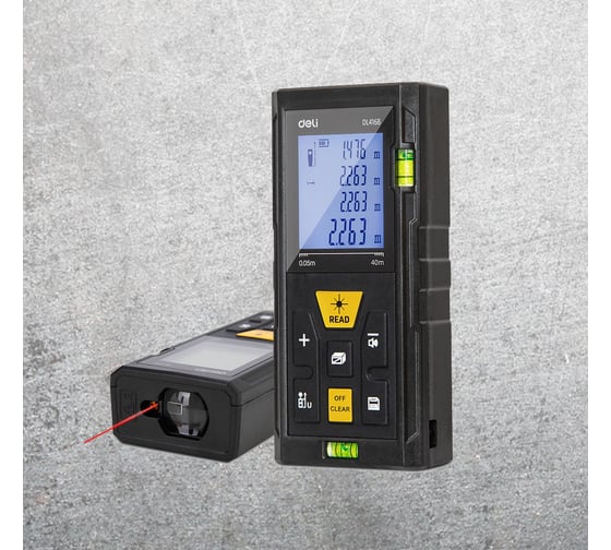 Изображение товара Лазерный дальномер DELI DL4168 0.05-40м, точность ± 3мм, дисплей 1.7 дюймов 102961