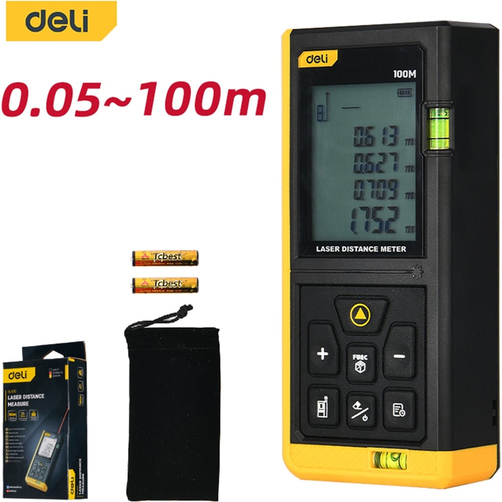 Изображение товара Лазерный дальномер DELI DL4170, диапазон 0,05-100 м, точность ±3 мм 102963 Изображение товара Лазерный дальномер DELI DL4170, диапазон 0,05-100 м, точность ±3 мм 102963