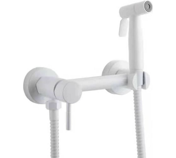 Изображение товара Настенный смеситель с гигиенической лейкой и шлангом FASHUN нерж. SUS304, ф. 35, белый A57503-8