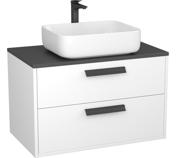 Изображение товара Тумба Орта 80 под накл.ум-к., с 2-мя ящ., подвесная белая Veneciana 58028