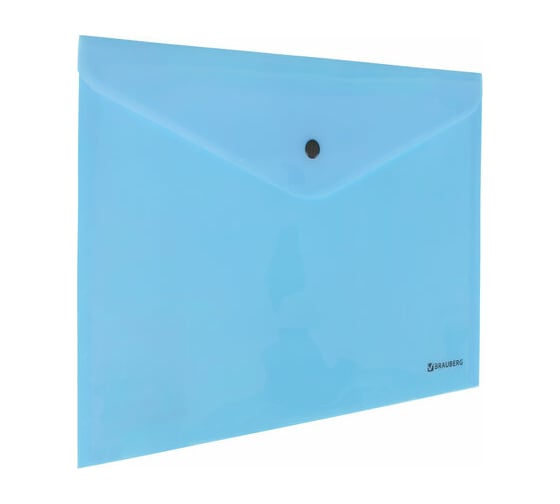 Изображение товара Папка-конверт с кнопкой BRAUBERG Pastel А4, до 100 листов, непрозрачная, аквамарин, 0.18 мм 270474