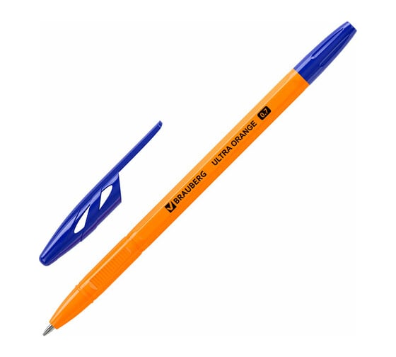 Изображение товара Шариковая ручка BRAUBERG Ultra Orange синяя, узел 0,7 мм, чернила Германия, наконечник Швейцария, 50 шт. 143562