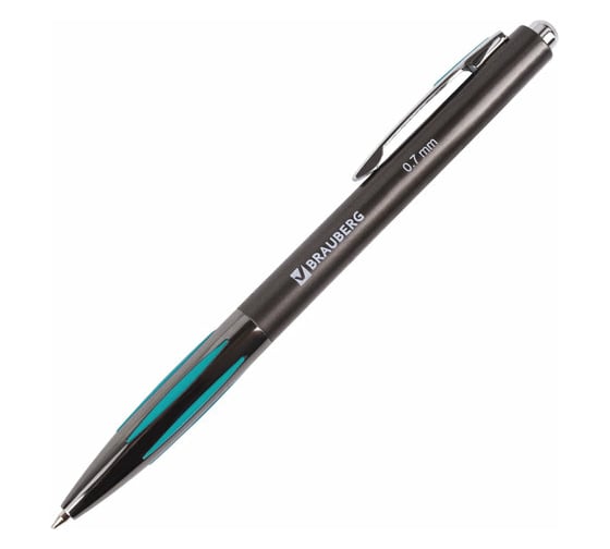 Изображение товара Автоматическая шариковая ручка BRAUBERG Stripe синяя, корпус ассорти, узел 0,7 мм, линия письма 0,35 мм 141876