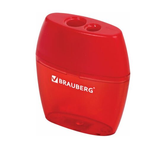 Изображение товара Точилка BRAUBERG Diamond Dual 2 отверстия для чернографитных карандашей (в том числе утолщенных), с контейнером, ассорти 226941