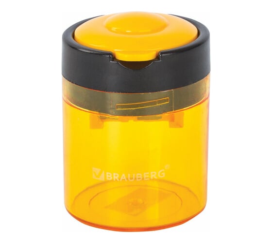 Изображение товара Точилка Office Round BRAUBERG 2 отверстия для чернографитных карандашей (в том числе утолщенных), с контейнером, ассорти 12 шт 228446