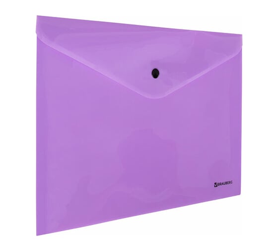 Изображение товара Папка-конверт с кнопкой Pastel BRAUBERG А4, до 100 листов, непрозрачная, лиловая, 0.18 мм 10 шт 270475