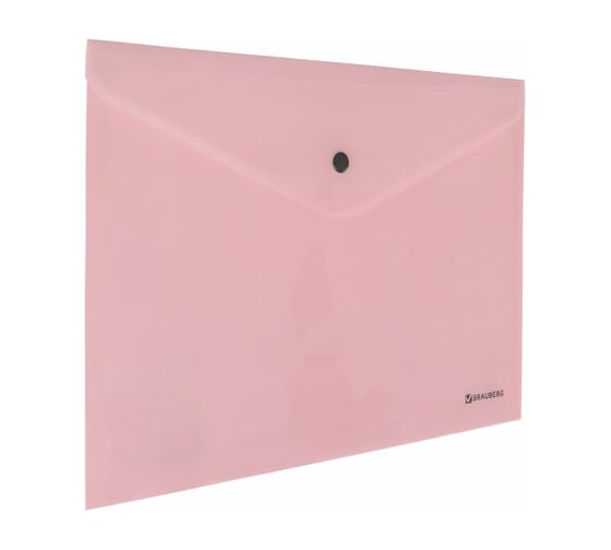 Изображение товара Папка-конверт с кнопкой BRAUBERG Pastel А4, до 100 листов, непрозрачная, персиковая, 0.18 мм 270476