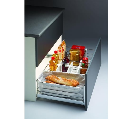 Изображение товара Выдвижная корзина Hafele Brilliant 450 мм, к фасаду, без направляющих 548.56.273