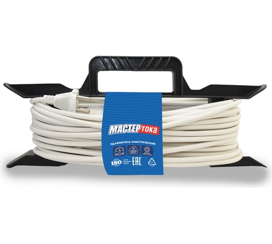 Изображение товара Удлинитель шнур на рамке Мастер Тока ПВСбм 2x1 белый 50 без заземления вк УШР0024