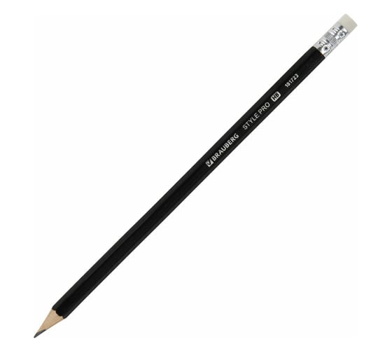 Изображение товара Чернографитный карандаш BRAUBERG Style, 1 шт., Hb, с ластиком, корпус черно-серый, 181717